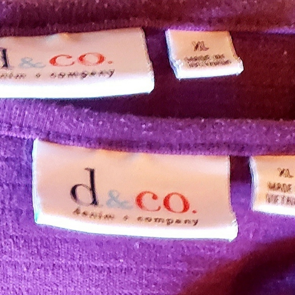Denim & Co. Novelty Zip Front Jacket and SS T-Shirt Set - Purple - XL - Picture 4 of 15